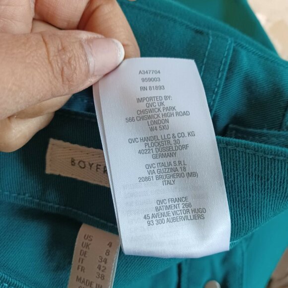 Women Pant Sz 4 Logo By Lori Goldstein Stretch Twill Boyfriend dark cyan - Picture 7 of 8